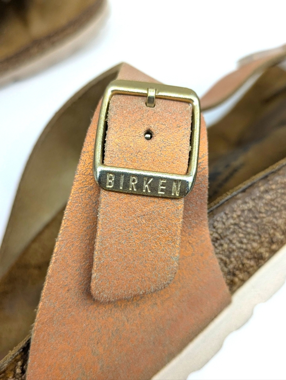Birkenstock Gizeh Washed Metallic Orange Leather Sandals EU 38 US L7 M5 S4095 - Picture 10 of 12